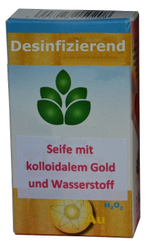 Pflanzliche Kernseife mit kolloidalem Gold, Wasserstoff, 100g, desinfizierend, antibakteriell, gegen Pilze, Viren, bei Akne, Pickel, Hautunreinheiten, Ekzem, regeneriert die Haut